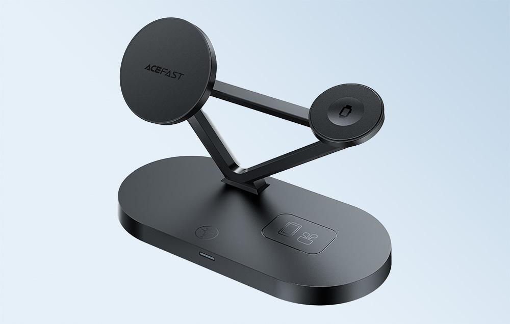 Qi 3in1 wireless charger Acefast E9 15W, MagSafe (black)