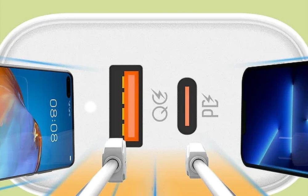 LDNIO A2526C USB, USB-C 45W Wall charger + USB-C - Lightning Cable