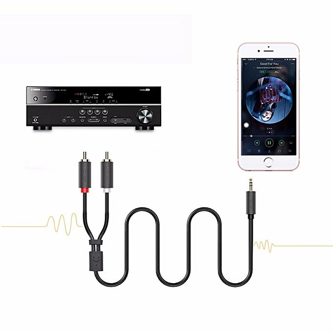 UGREEN AV116 kábel 3,5 mm-es Jack 2RCA-hoz (Cinch) 3 m (fekete)