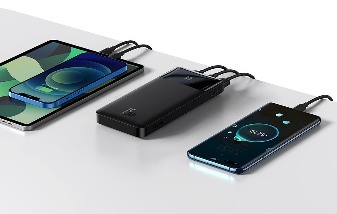 Powerbank Baseus Bipow 10000mAh, 2xUSB, USB-C, 15W (fekete)