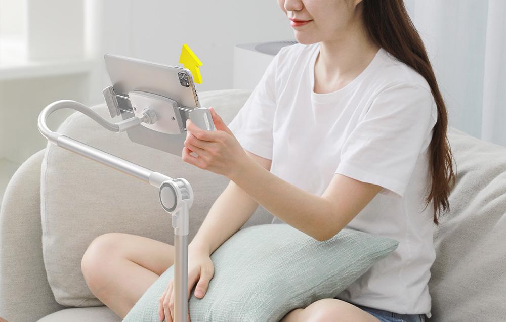 Phone / tablet rotary clip holder Baseus Otaku Life Rotary Pro (silver)