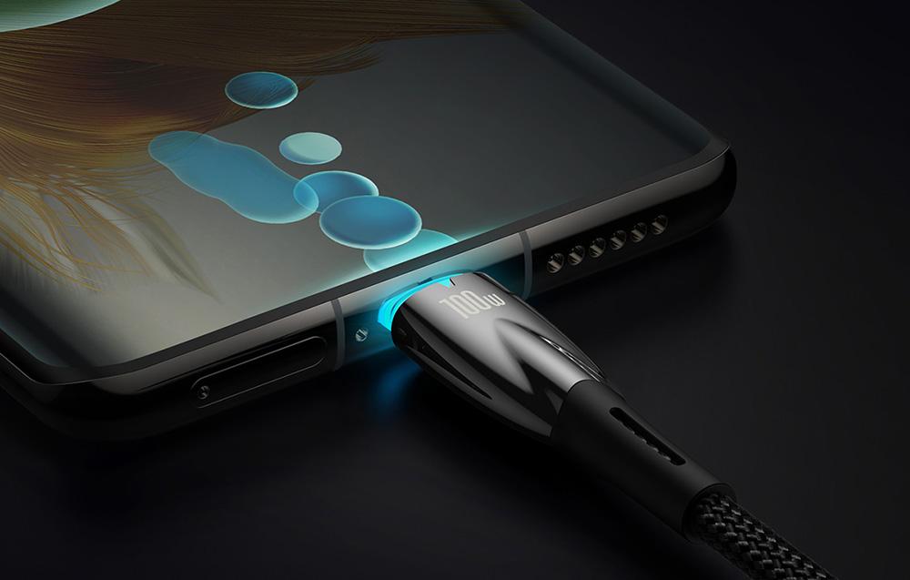 Baseus Glimmer USB-C - USB-C töltőkábel, 100W, 1m (fekete)