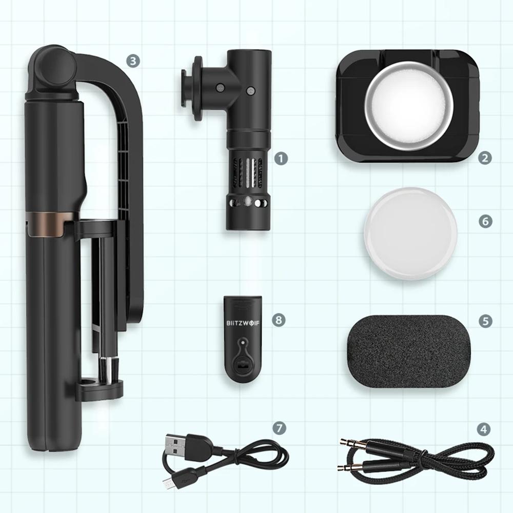 BlitzWolf BW-BS15 szelfibot beépített világítással és mikrofonnal