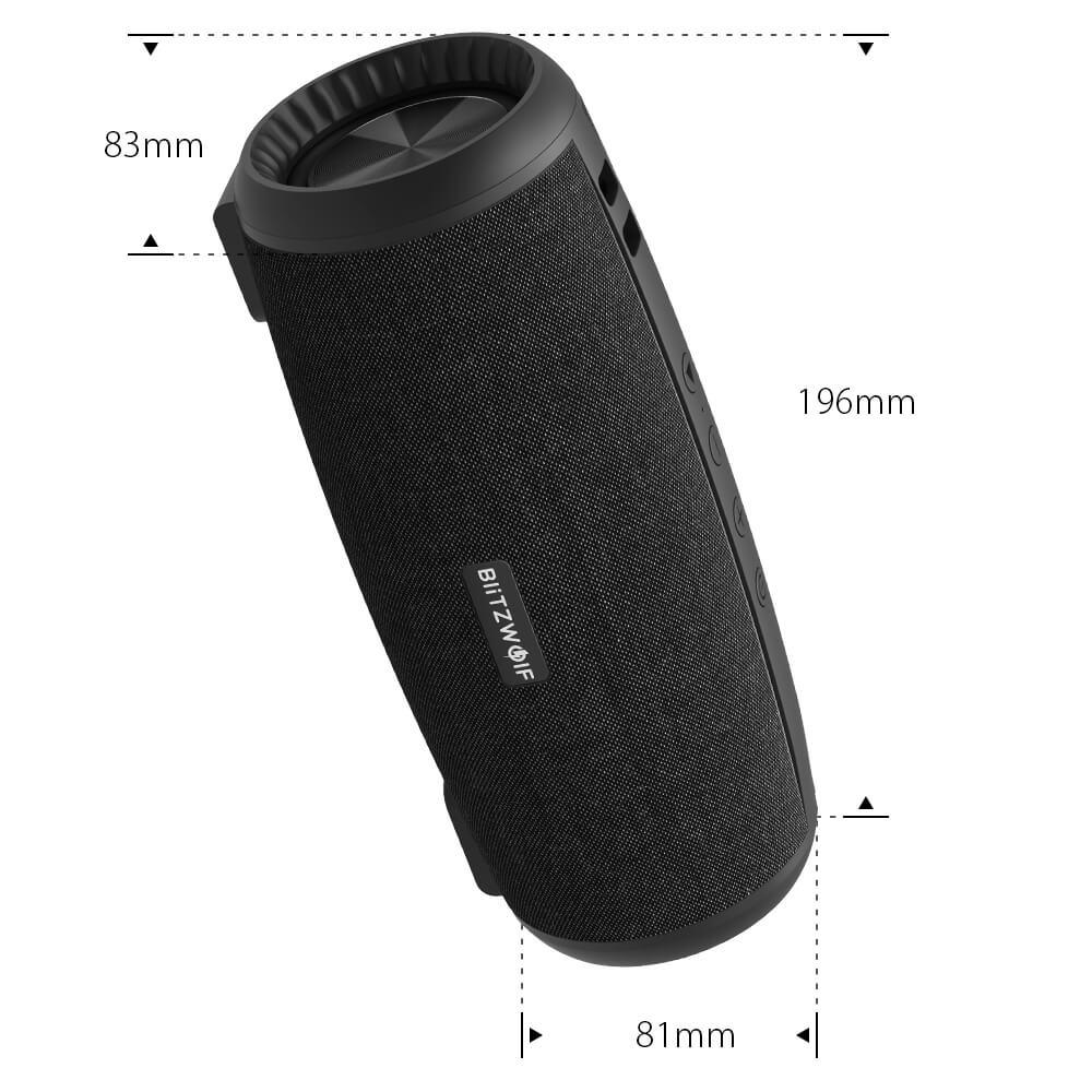 BlitzWolf® BW-WA1: 1200mAh vezeték nélküli Bluetooth hangszóró méret