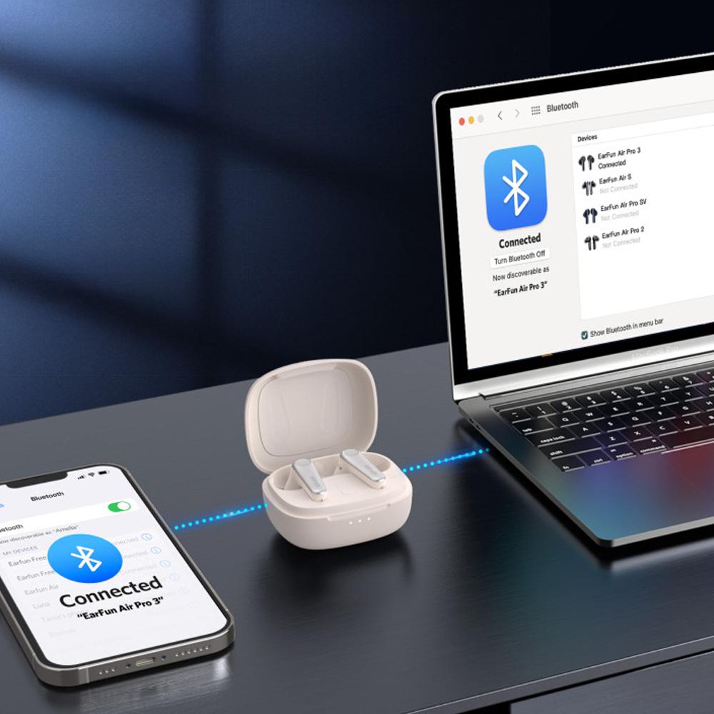 EarFun Air Pro 3 teljesen vezeték nélküli fülhallgató zajszűréssel, 6 beépített mikrofonnal - Fehér (TW500W)