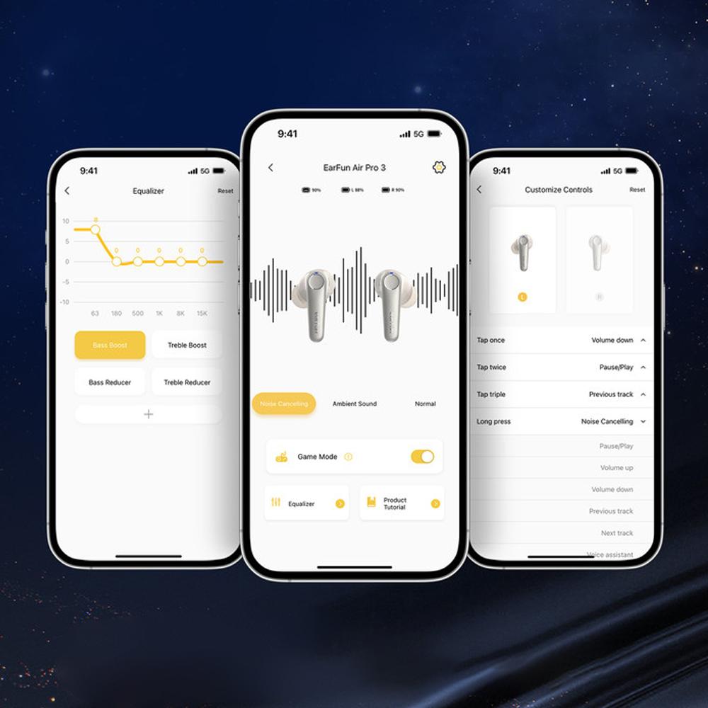 EarFun Air Pro 3 teljesen vezeték nélküli fülhallgató zajszűréssel, 6 beépített mikrofonnal - Fehér (TW500W)