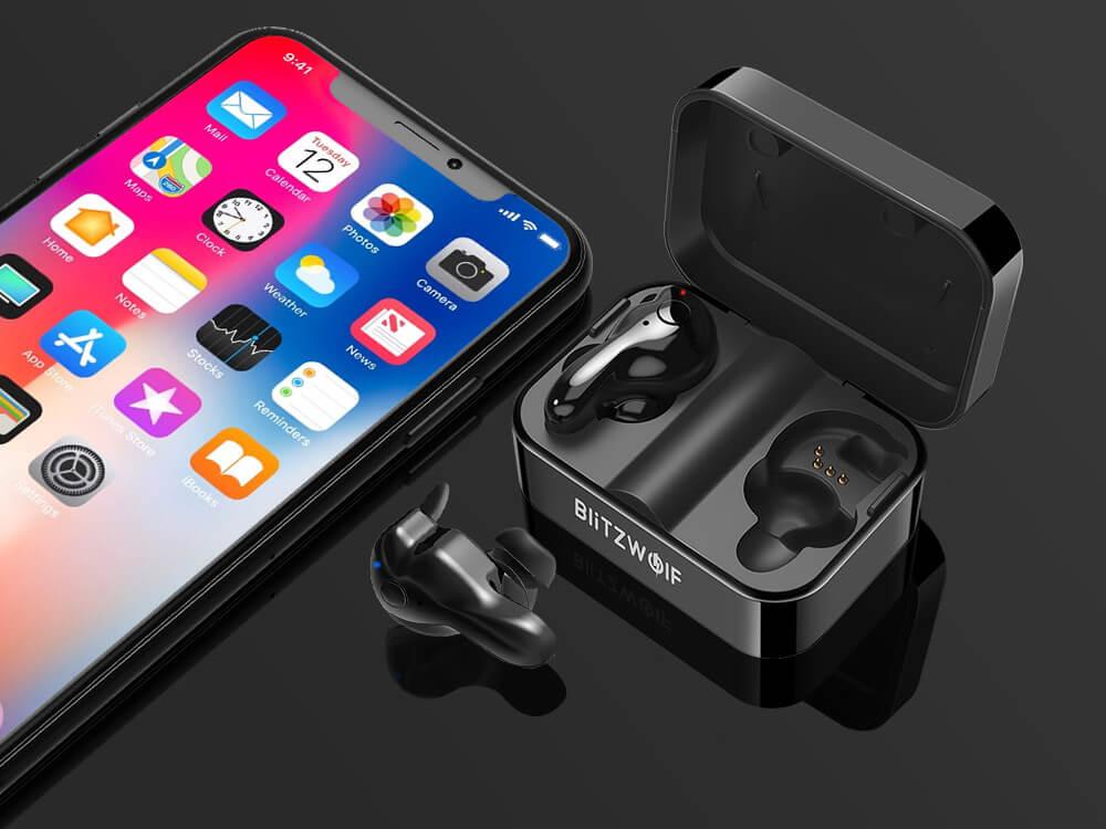 BlitzWolf® BW-FYE1: teljesen vezeték nélküli fülhallgató töltődobozzal (IPX4) kristálytiszta hangzás