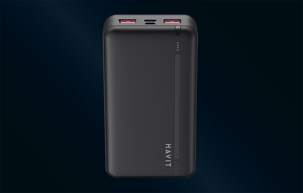 Havit 20000mAh powerbank, 2xUSB, USB-C, 22.5W (fekete)