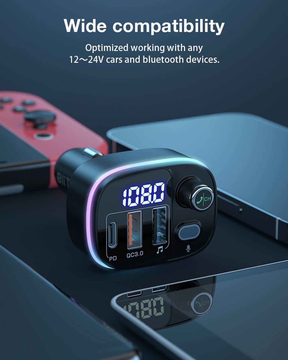 BlitzWolf® BW-BC2 Bluetooth FM transmitter autós töltő széles kompatibilitás