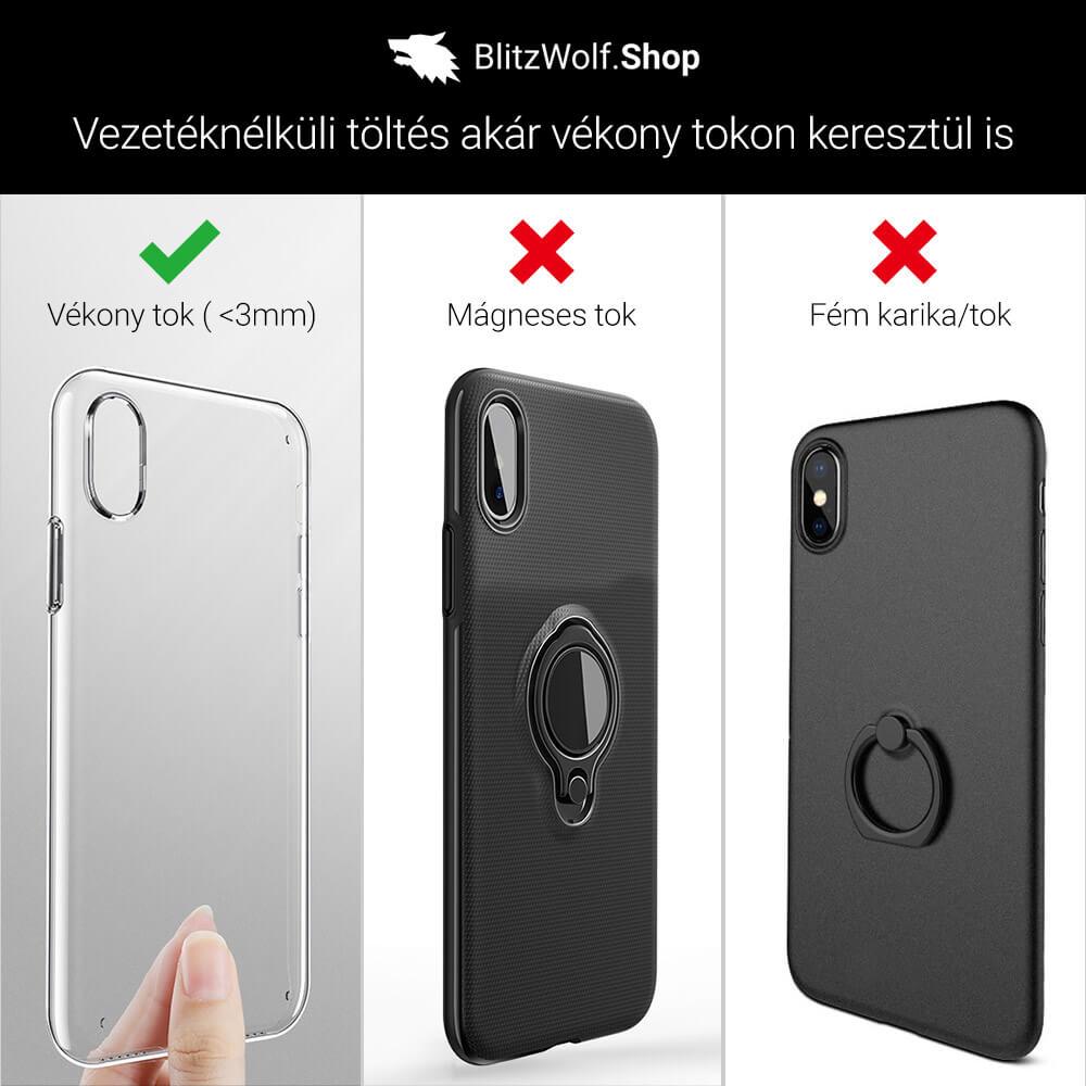 BlitzWolf BW-FWC3: vezetéknélküli gyorstöltő kompatibilis tokkal is
