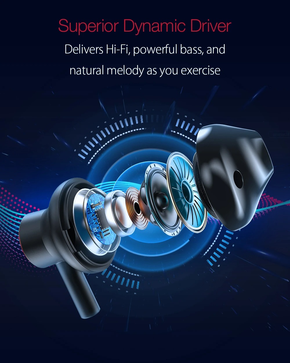 BlitzWolf® AIRAUX AA-NH2: dual dynamic driver vezeték nélküli fülhallgató (IPX5)