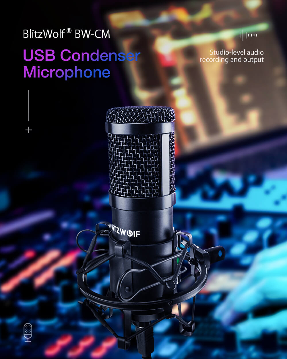 BlitzWolf® BW-CM USB kondenzátor mikrofon