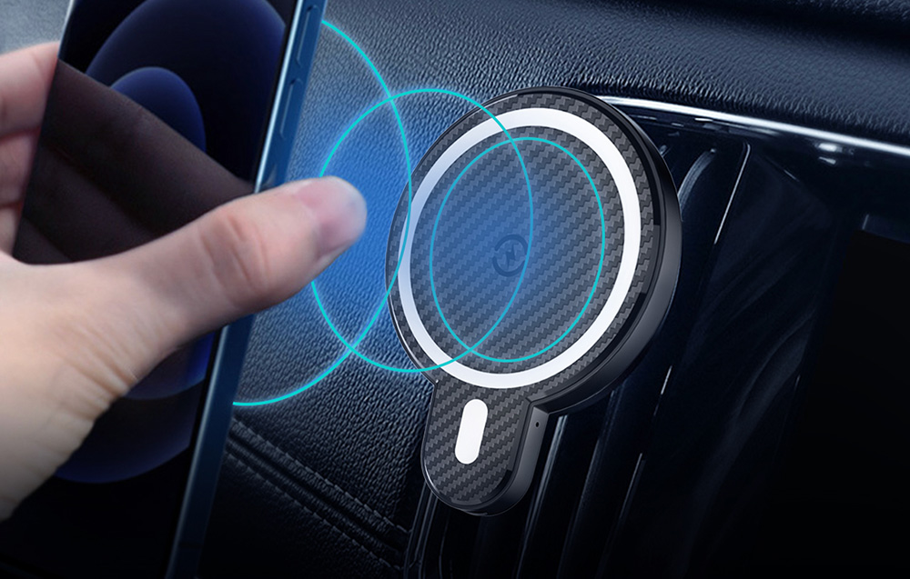 LDNIO Car Mount ,MA20 with inductive charger 15W and metal ring (Black)