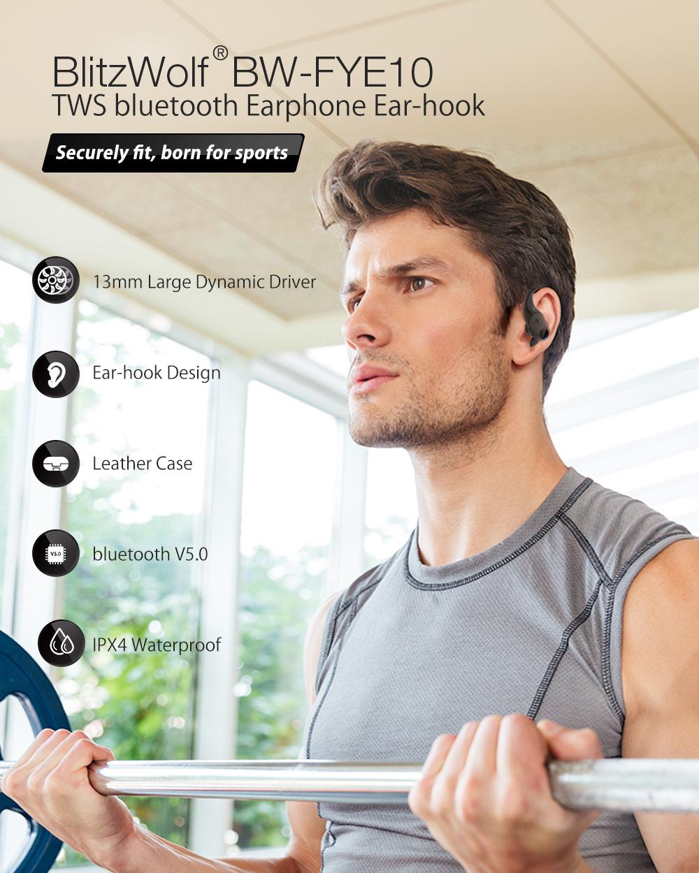 BlitzWolf® BW-FYE10: teljesen vezeték nélküli Dynamic Driver fülhallgató bőr töltődobozzal