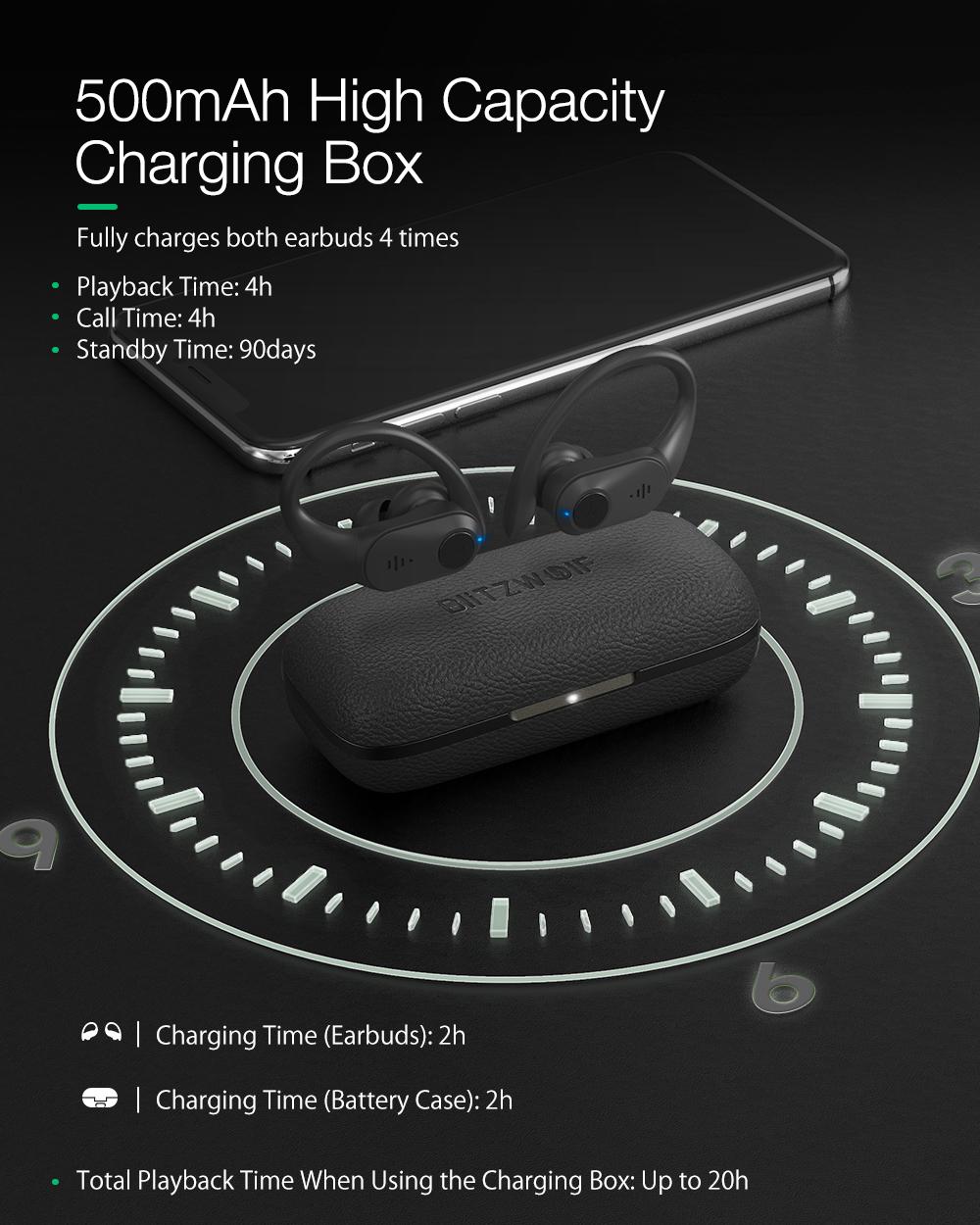 BlitzWolf® BW-FYE10: teljesen vezeték nélküli Dynamic Driver fülhallgató bőr töltődobozzal
