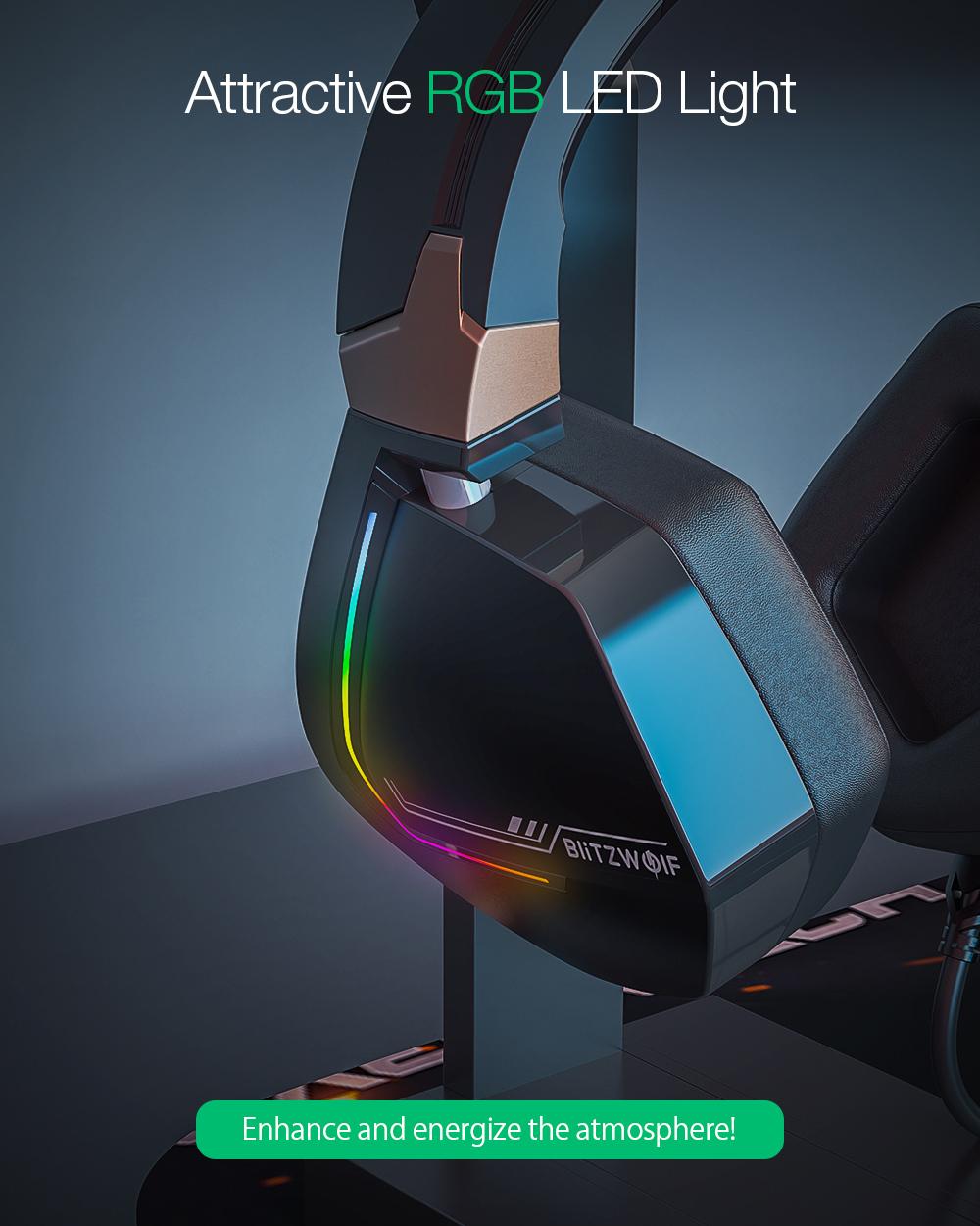 BlitzWolf® BW-GH2: 7.1 gamer fejhallgató RGB leddel
